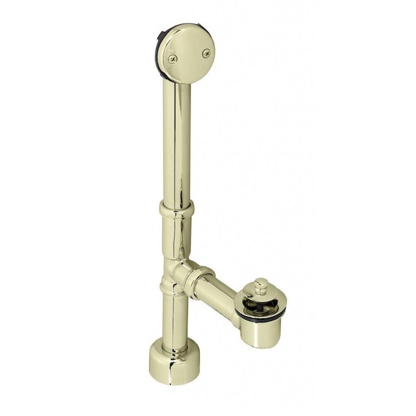 Westbrass Twist & Close Bath Waste, 14" Make-Up, 17 Ga. Tubing in Polished Brass D3211K-01 - main